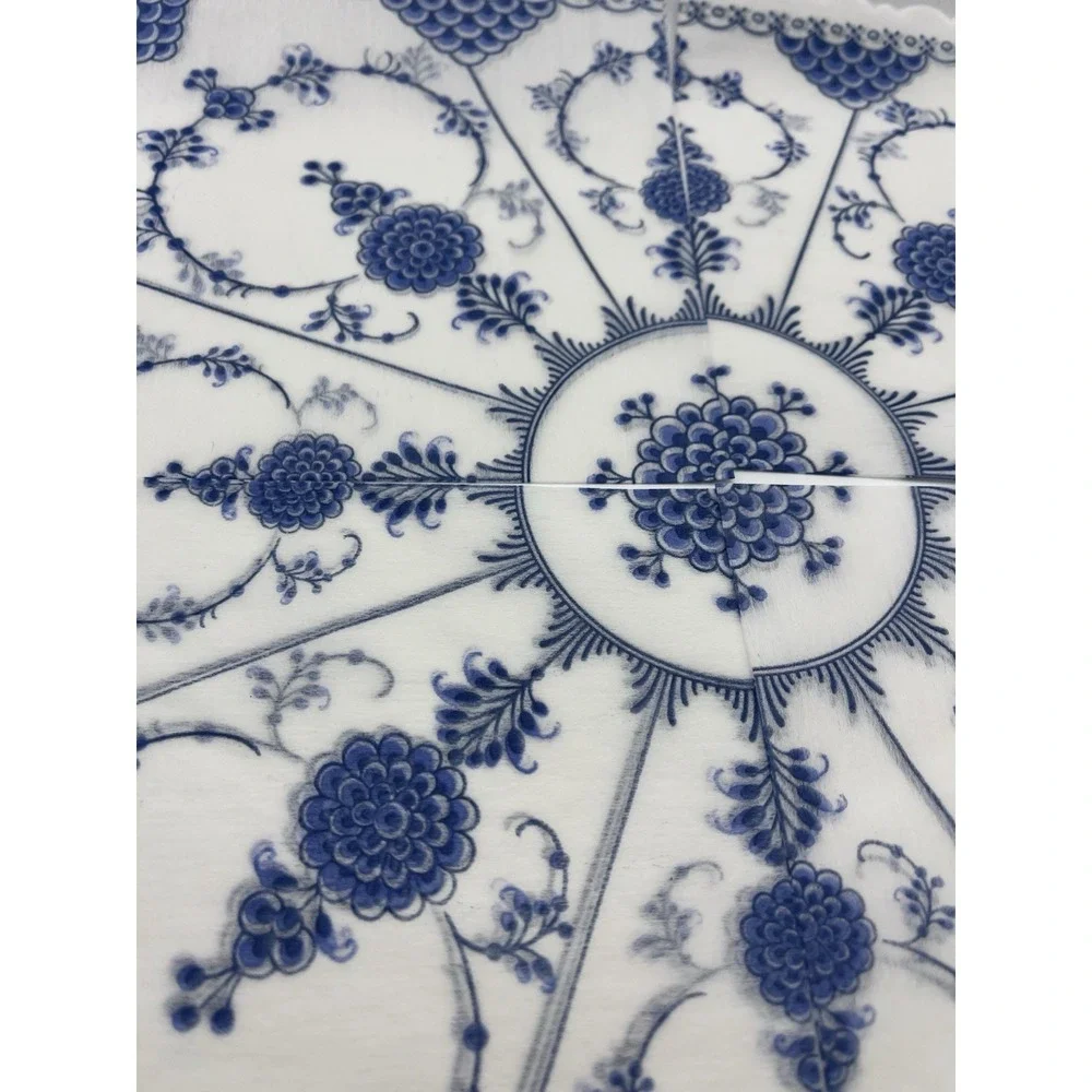 Vintage Fasana Germany Blue Onion Napkins Scalloped Edges Decoupage Lot Of 8